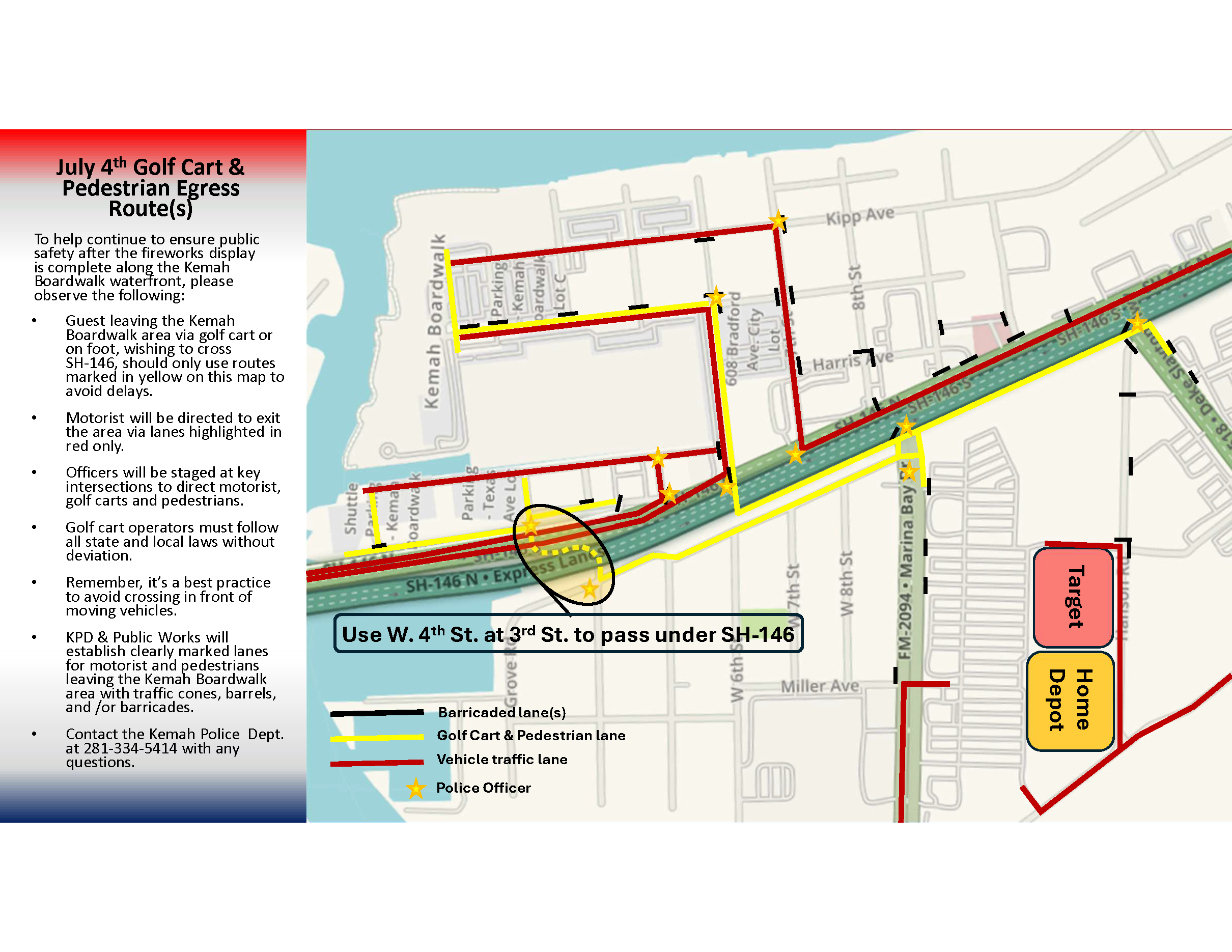 July 4th Egress Route(s) for Golf Cart PEDs